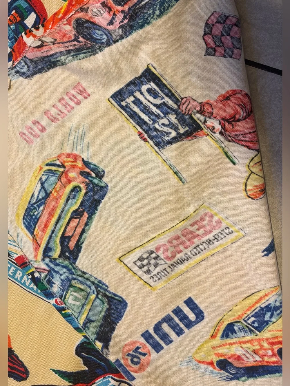 Vintage 1970s Sears Perma-Prest NASCAR Winston 500/Daytona Firecracker Fabric